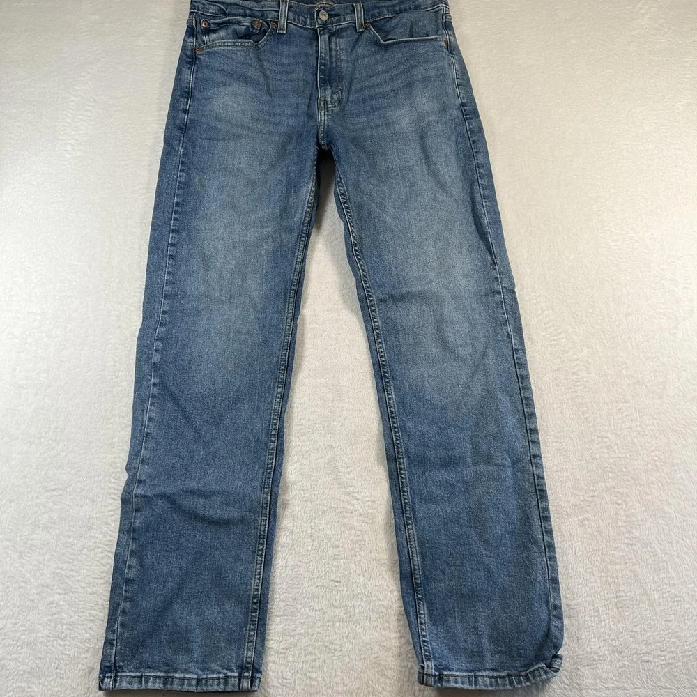 Levis 505 Jeans Mens 34x32 Blue Medium Wash Denim Regular Fit Straight Leg